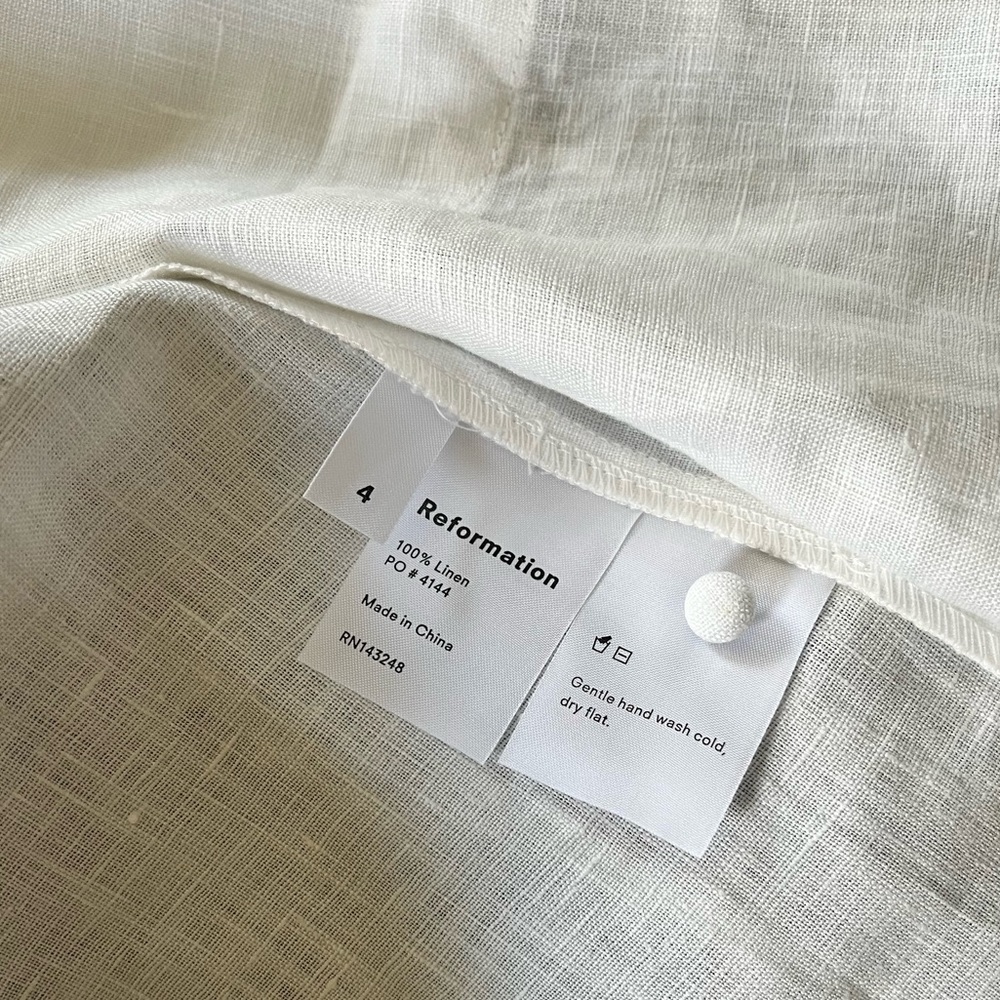 Reformation White Button-Front Linen Mini Dress - Picture 8 of 9